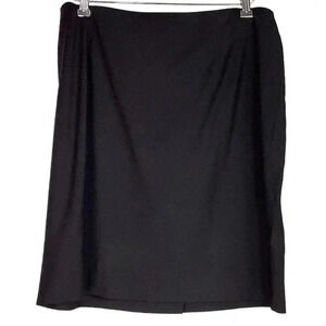 Talbots Straight Skirt Women 16W Petite Black Wool Blend Lined Knee Length Slit